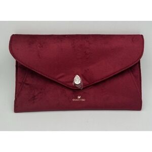 Brand New Swarovski Sparkling Holiday Clutch Bag, Velvet Burgundy